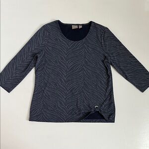 CHICO’S Dark Blue Patterned Long Sleeve Top